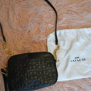 Coach Black Embossed Logo Crossbody Bag